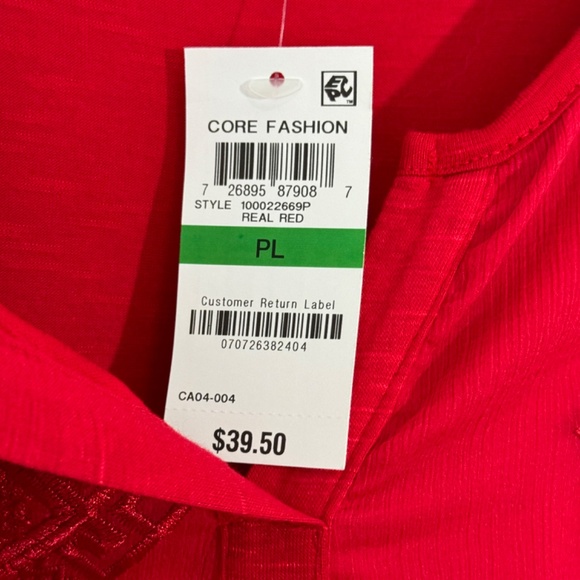 Style & Co Women’s Size Petite Large PL Real Red Sleeveless Embroidered Top New - Picture 4 of 8